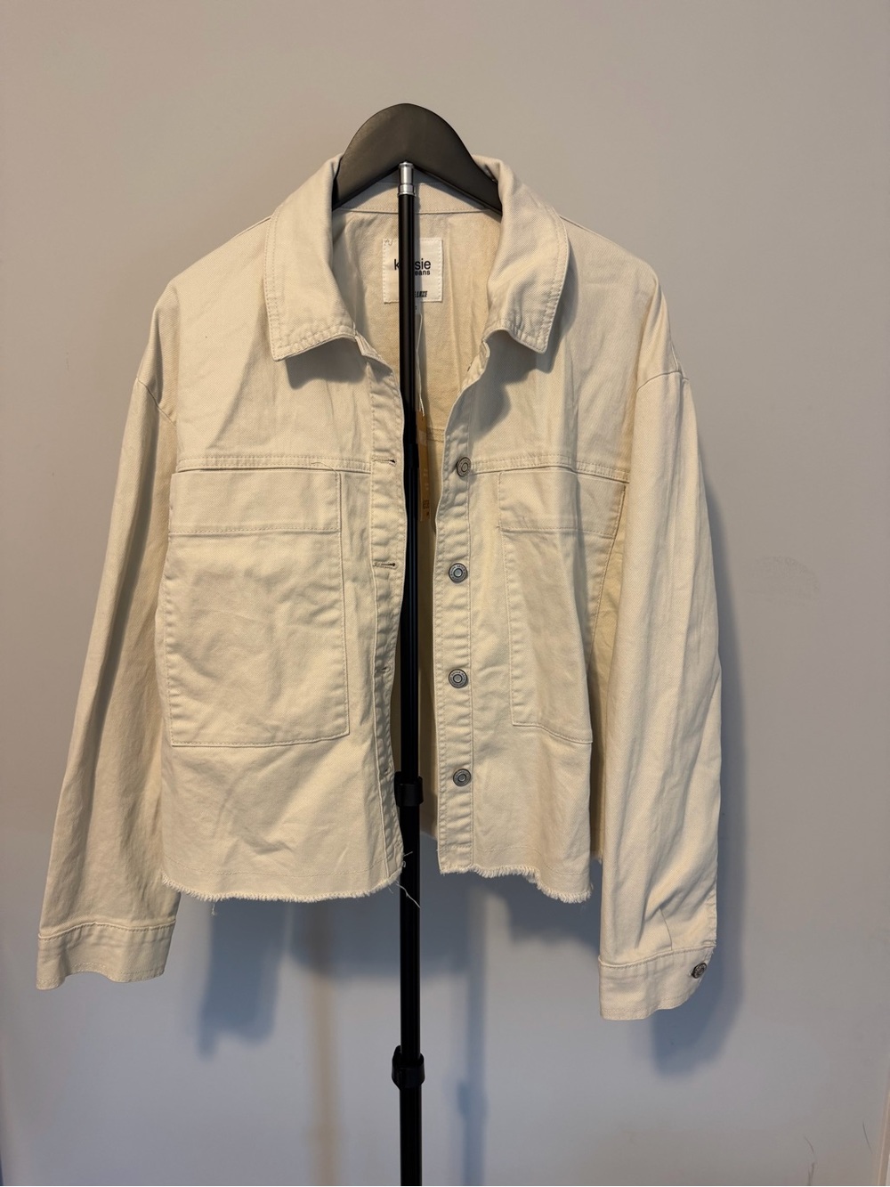 Kensie Cream Button-Front Cotton Jacket
